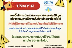 ขณะนี้บริการ OneDrive ของ Microsoft มีปัญหา